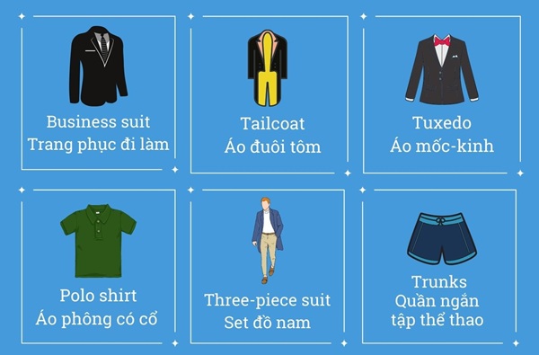 Các từ vựng về chủ đề quần áo cho nam