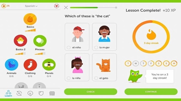 Duolingo for Kids có giao diện hoạt hình bắt mắt, sinh động